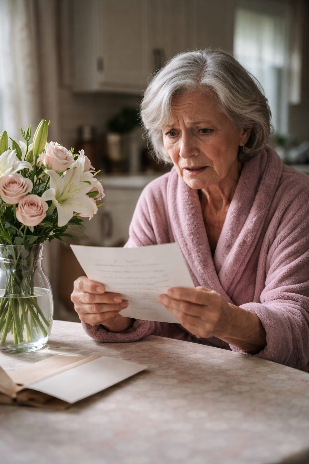 Une main âgée tient une lettre manuscrite sur du papier jauni