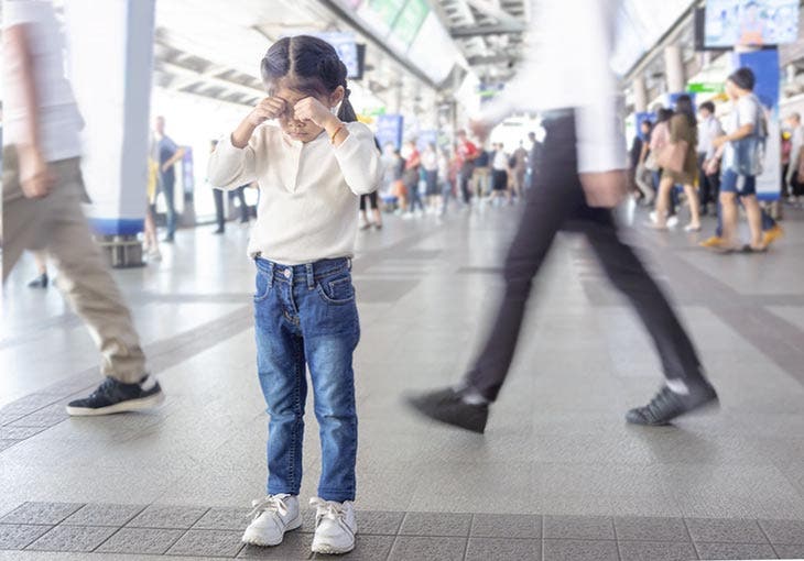 Enfant perdu dans un supermarché 