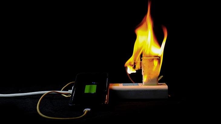 Incendie provoqué par un chargeur de téléphone