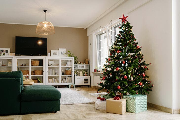 Le sapin de noël placé dans la maison 