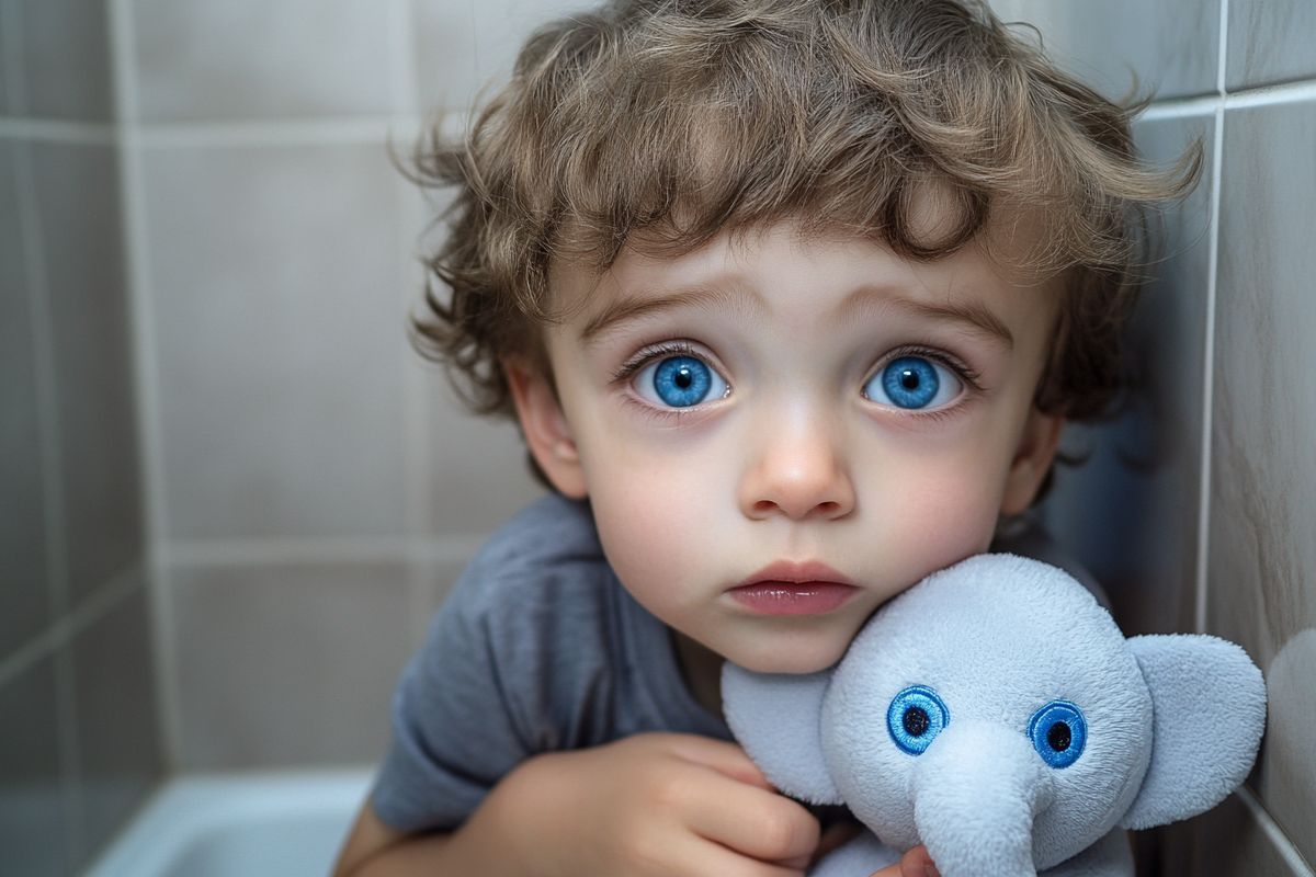 Zoom sur le pied d'un enfant, où une marque de naissance particulière est clairement visible.