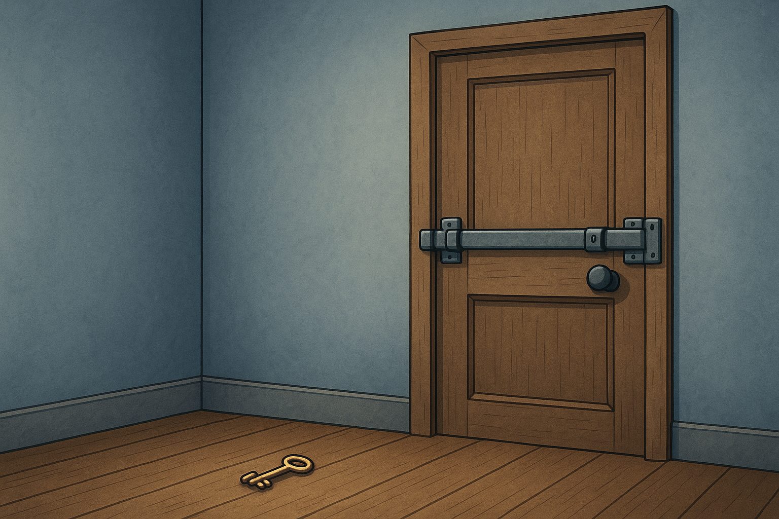 Photo d'une porte d'intérieur avec une fausse serrure décorative
