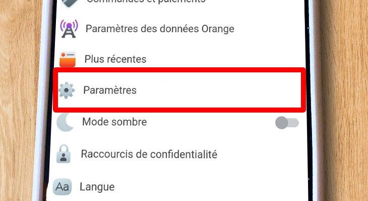 L’onglet des paramètres facebook